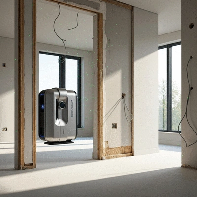 3D laser scanner capturing data in a modern home environment